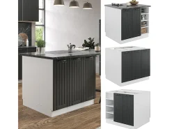 Isla de cocina antracita casa de campo/blanco 90x60x82 fame-line