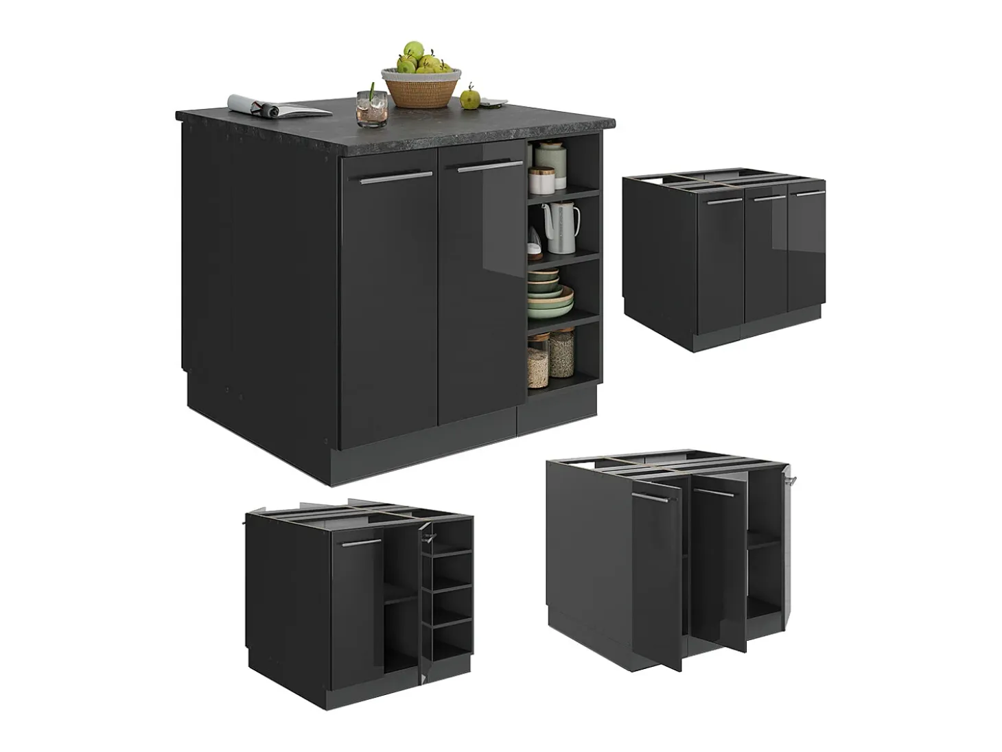 Isla de cocina antracita alto brillo 90x60x82 fame-line