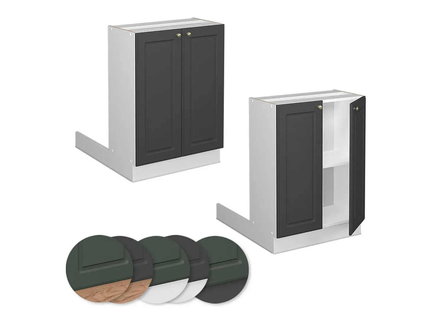 Isla de cocina antracita-oro landhaus 60x30x82 fame-line