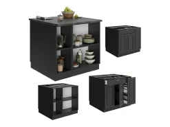 Isla de cocina antracita-oro landhaus 90x60x82 fame-line