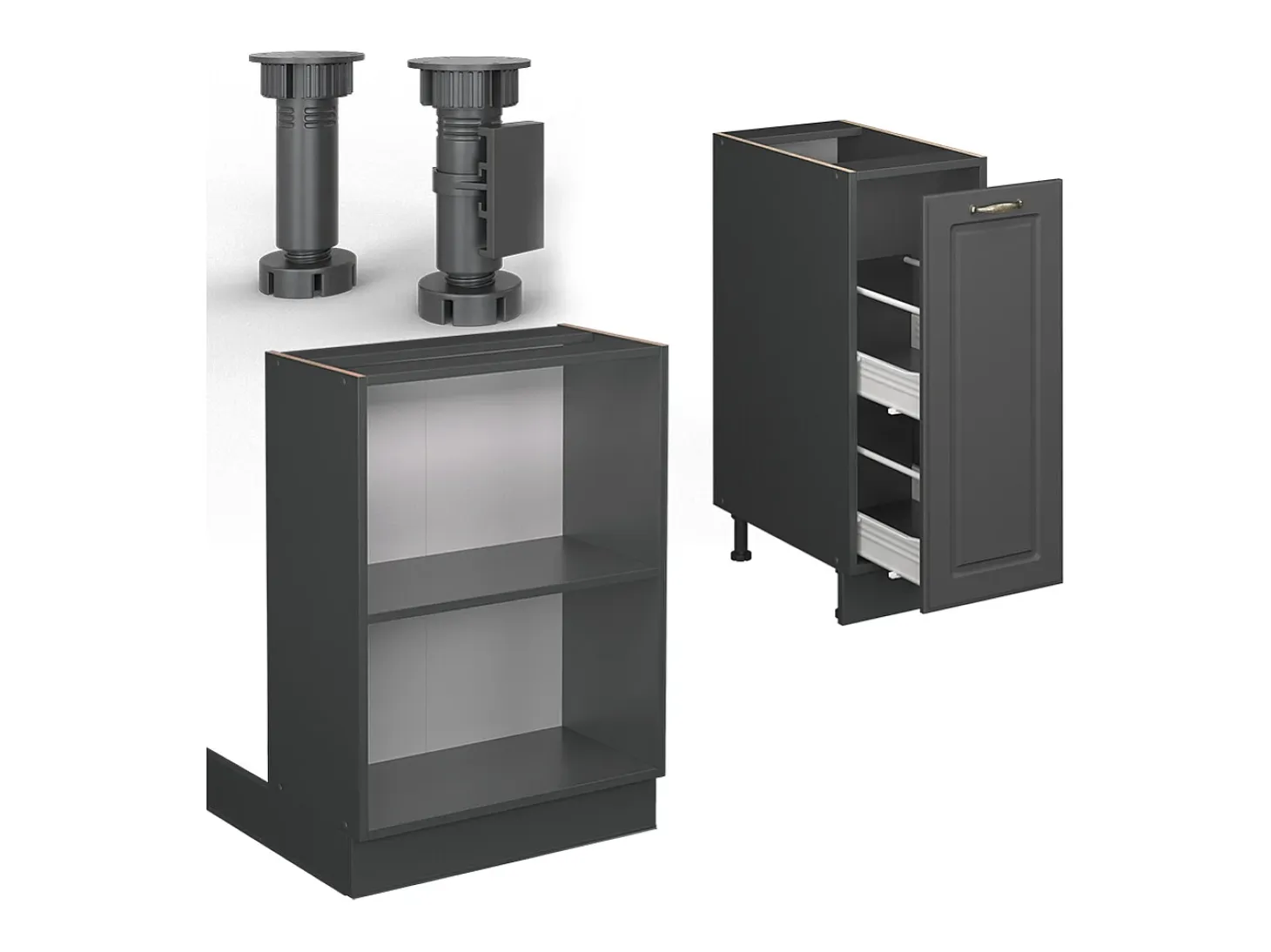 Isla de cocina antracita-oro landhaus 90x60x82 fame-line