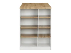 Isla de cocina atemporal - MDF - 130 cm de largo - Blanco y Natural - MEILI