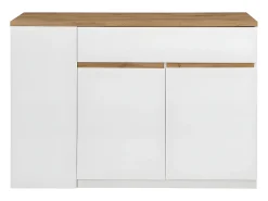 Isla de cocina atemporal - MDF - 130 cm de largo - Blanco y Natural - MEILI