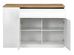 Isla de cocina atemporal - MDF - 130 cm de largo - Blanco y Natural - MEILI