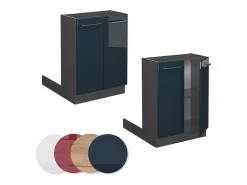 Isla de cocina azul oscuro alto brillo 60x70x82 fame-line