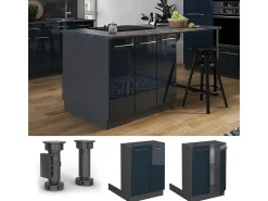 Isla de cocina azul oscuro alto brillo 60x70x82 fame-line