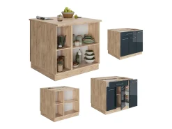 Isla de cocina azul oscuro alto brillo 90x60x82 fame-line
