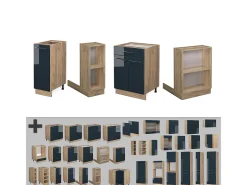 Isla de cocina azul oscuro alto brillo 90x60x82 fame-line