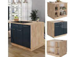 Isla de cocina azul oscuro alto brillo 90x60x82 fame-line