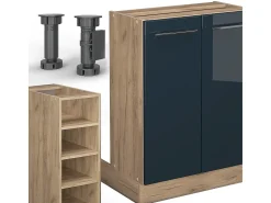 Isla de cocina azul oscuro alto brillo 90x60x82 fame-line