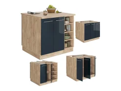 Isla de cocina azul oscuro alto brillo 90x60x82 fame-line
