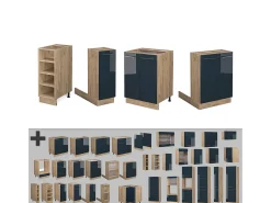 Isla de cocina azul oscuro alto brillo 90x60x82 fame-line