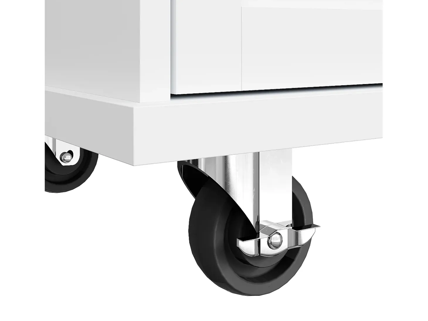 Isla de cocina blanca de 5 cajones - Carrito de cocina de 1 puerta con 3 compartimentos abiertos - Especiero y toallero
