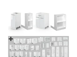 Isla de cocina blanco alto brillo/blanco 90x60x82 fame-line