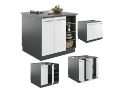 Isla de cocina blanco brillo/antracita 90x60x82 fame-line