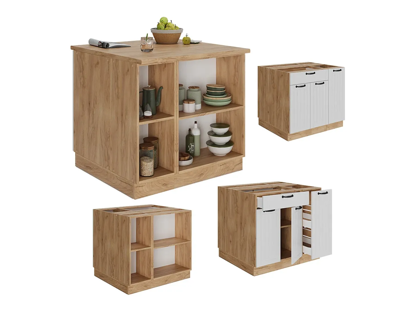 Isla de cocina blanco casa de campo 90x60x82 fame-line