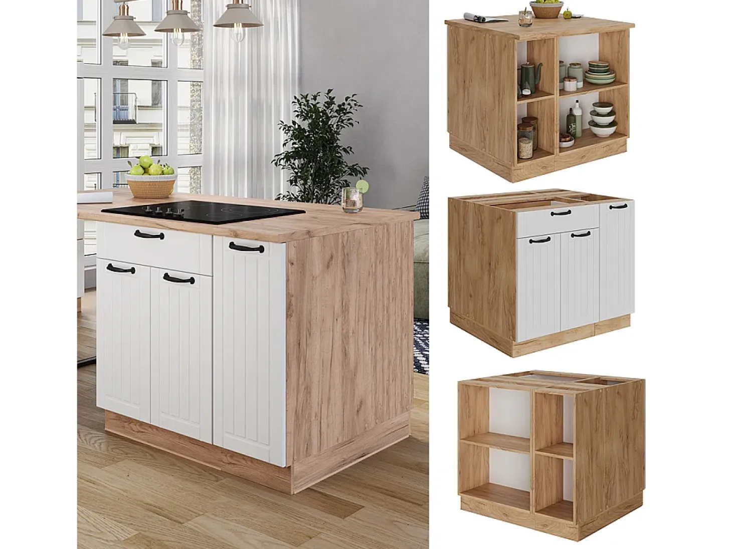 Isla de cocina blanco casa de campo 90x60x82 fame-line