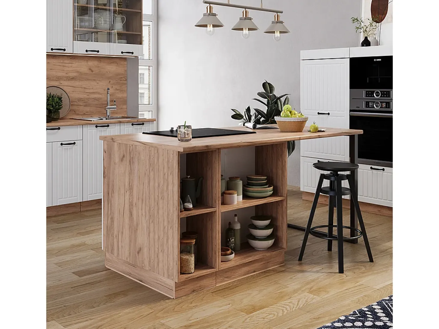 Isla de cocina blanco casa de campo 90x60x82 fame-line