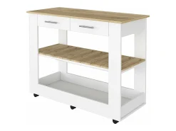 Isla de cocina Brooklyn en Melamina, con cajones de riel metálico , 92.71 cm X 116.58 cm X 50.8 cm , Multicolor