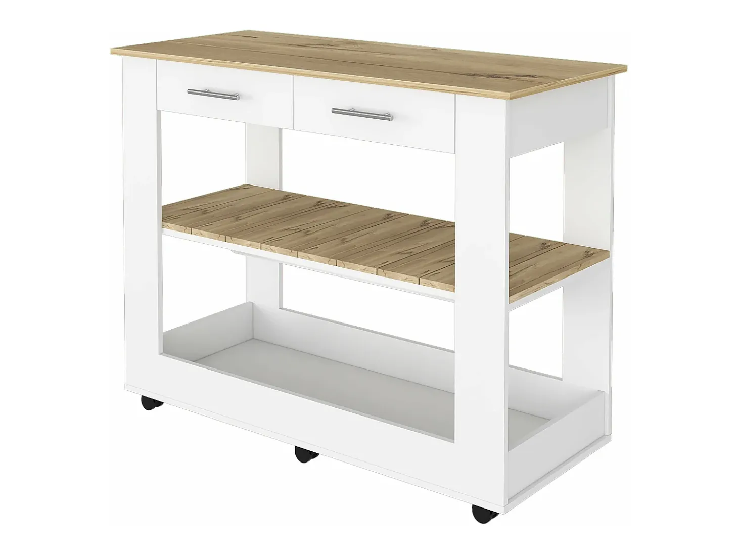 Isla de cocina Brooklyn en Melamina, con cajones de riel metálico , 92.71 cm X 116.58 cm X 50.8 cm , Multicolor