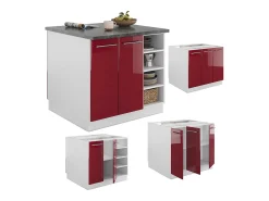 Isla de cocina burdeos brillo intenso/blanco 90x60x82 fame-line