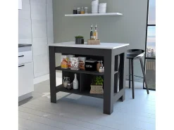 Isla de cocina Cala, tres estantes y cuatro patas , 89.99 cm X 102.99 cm X 69.97 cm , Multicolor