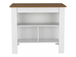 Isla de cocina Cala, tres estantes y cuatro patas 90 CM A X 103 CM An X 70 CM P. Blanco / Caramelo