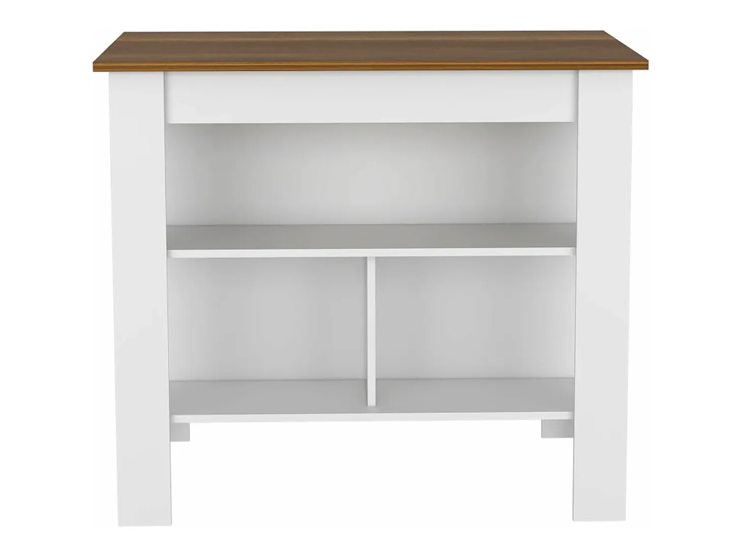 Isla de cocina Cala, tres estantes y cuatro patas 90 CM A X 103 CM An X 70 CM P. Blanco / Caramelo