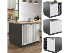 Isla de cocina casa de campo blanca/antracita 90x60x82 fame-line
