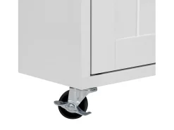 Isla de cocina central - con 4 puertas y 2 cajones - tablero extensible - con ruedas - 180,5×45×92,2 cm - Blanco + Natural