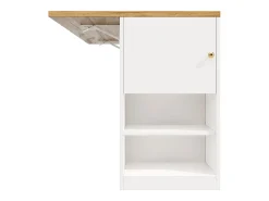 Isla de cocina con 2 cajones y 3 puertas - Encimera imitación madera - Blanco y madera