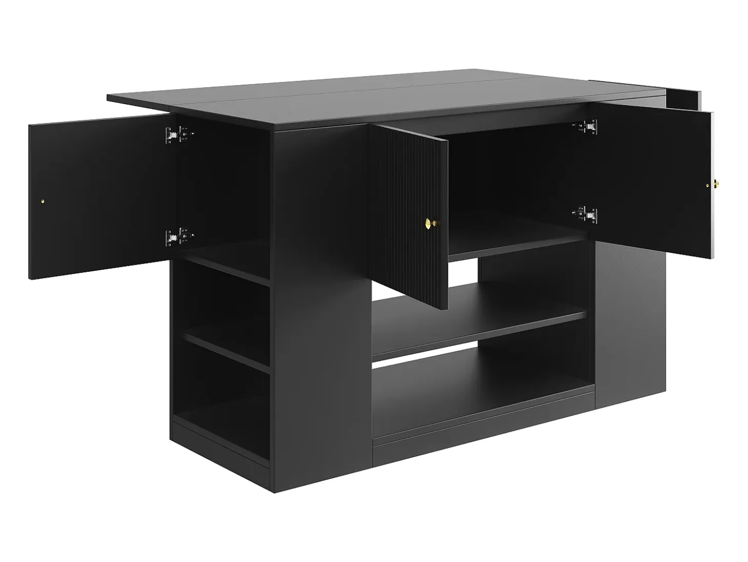 Isla de cocina con 2 cajones y 3 puertas - Negro