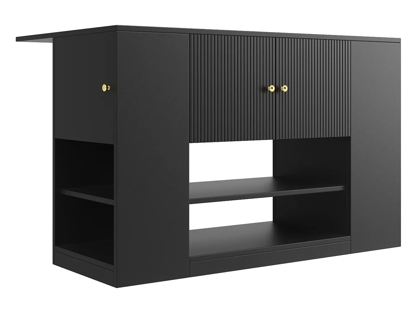 Isla de cocina con 2 cajones y 3 puertas - Negro