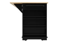 Isla de cocina con 3 cajones y 4 puertas (incluidas 2 puertas de cristal) - Negro 151,5 x 60(85) x 91,7 cm