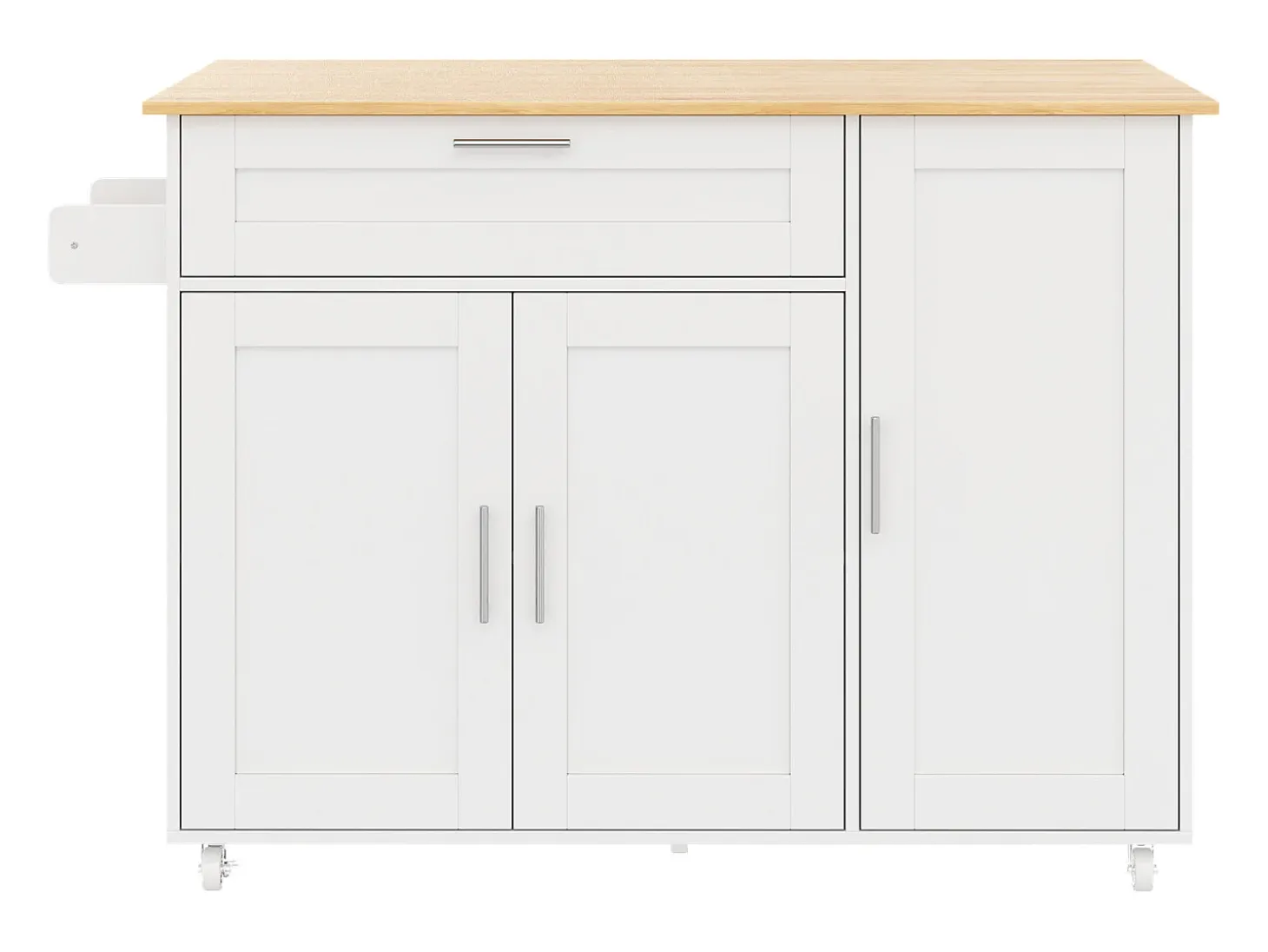 Isla de cocina con 3 puertas y un cajón en MDF - Blanco y natural claro