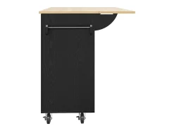 Isla de cocina con 3 puertas y 2 cajones - Encimera imitación madera - Madera MDF - Negro y natural claro