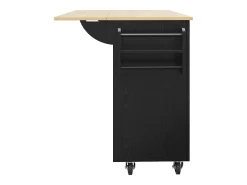 Isla de cocina con 3 puertas y 2 cajones - Encimera imitación madera - Madera MDF - Negro y natural claro