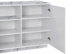 Isla de cocina con 2 puertas y 1 estante de MDF - Efecto mármol blanco - CORELINA