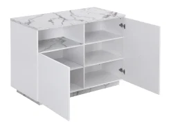 Isla de cocina con 2 puertas y 1 estante de MDF - Efecto mármol blanco - CORELINA