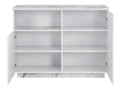 Isla de cocina con 2 puertas y 1 estante de MDF - Efecto mármol blanco - CORELINA