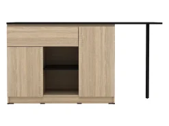 Isla de cocina con 2 puertas, 1 cajón y 2 estantes - Natural y negro - TUNORI