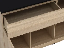Isla de cocina con 2 puertas, 1 cajón y 2 estantes - Natural y negro - TUNORI