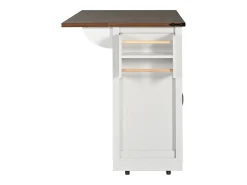 Isla de cocina con 2 puertas correderas y 3 cajones - Blanca y marrón