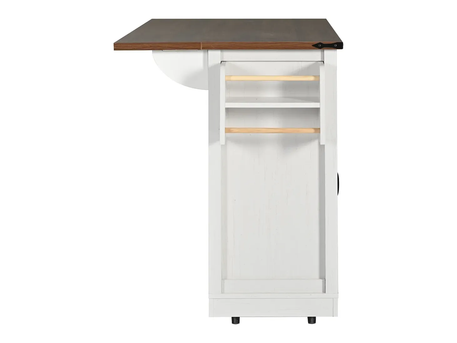 Isla de cocina con 2 puertas correderas y 3 cajones - Blanca y marrón