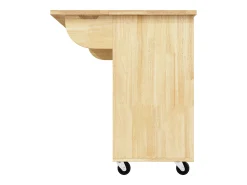 Isla de cocina con 2 puertas y 3 cajones, encimera extensible, diseño de tablero de ajedrez, color natural