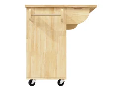 Isla de cocina con 2 puertas y 3 cajones, encimera extensible, diseño de tablero de ajedrez, color natural