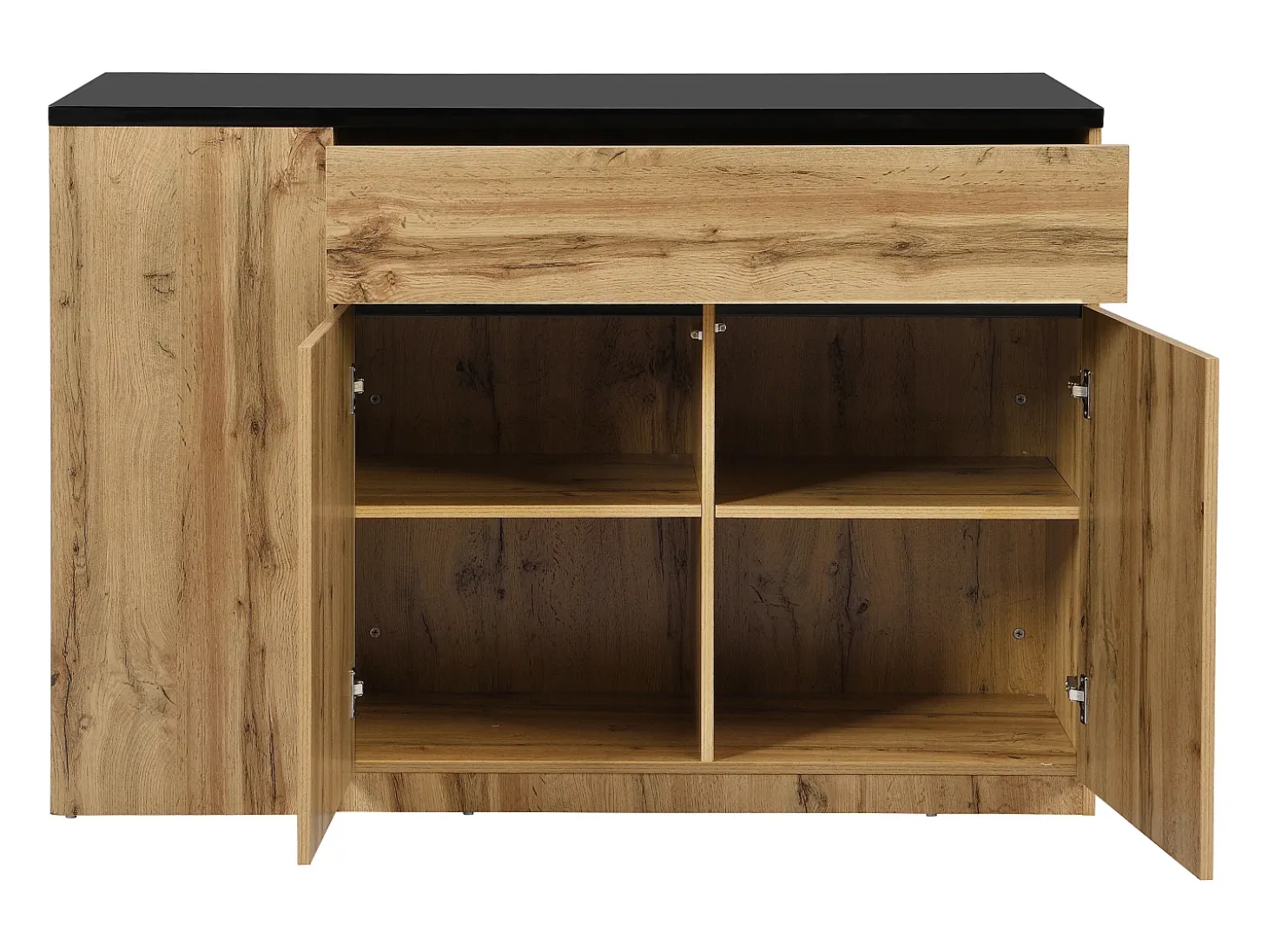 Isla de cocina con almacenaje - Negro y Natural - MEILI