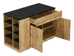 Isla de cocina con almacenaje - Negro y Natural - MEILI