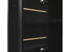 Isla de cocina con almacenaje, mesa plegable, MDF y metal, blanco y negro (137,9x73x92,5 cm)