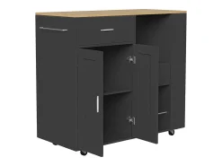 Isla de cocina con ruedas, carrito de cocina móvil con encimera y almacenaje, mueble de almacenaje, 102 × 46 × 92 cm, Negro